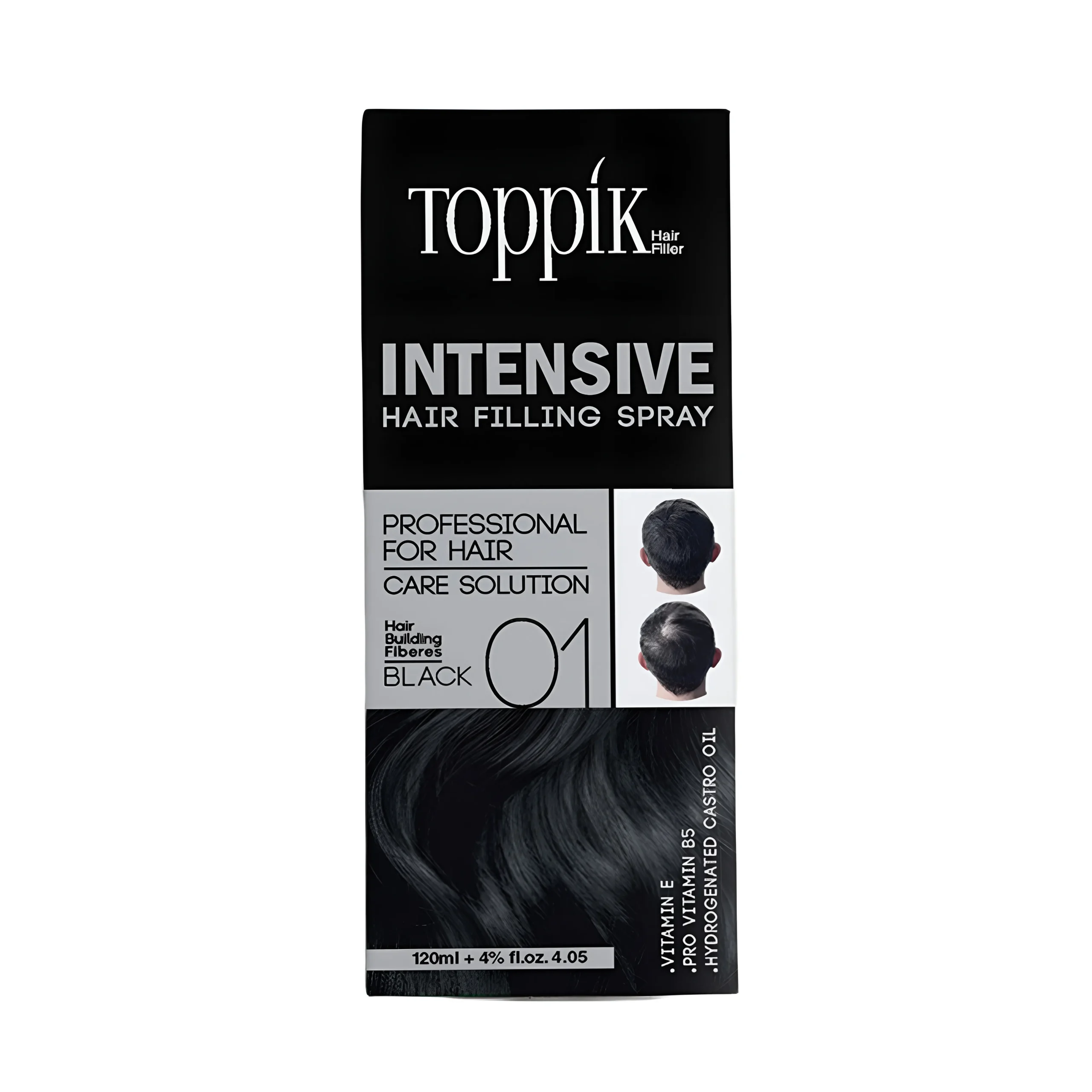 اسپری پرپشت کننده مو تاپیک رنگ مشکی شماره 01 120ml - Image 2